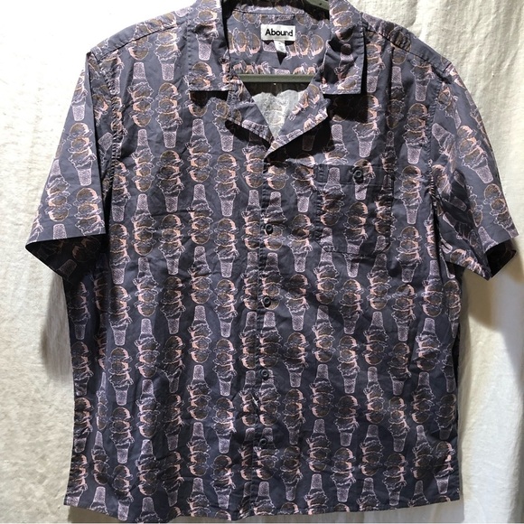 NWOT Abound Mens ice cream print novelty shirt blue grey pink cotton spandex XL - Picture 1 of 8